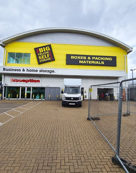Image of a van in front of the entrance
